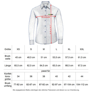 Oberbarnim Schulen Mädchen/Damen Bluse langarm Größentabelle - City-Kaufhaus Herber GmbH