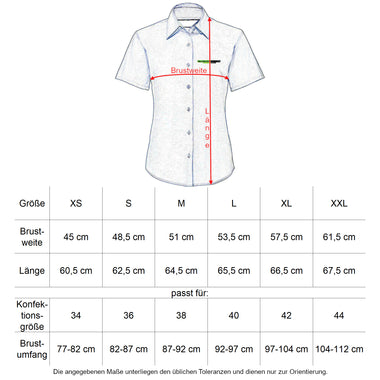 Oberbarnim Schulen Mädchen/Damen Bluse kurzarm Größentabelle - City-Kaufhaus Herber GmbH