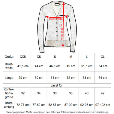 Oberbarnim Schulen Mädchen/Damen Strickjacke Größentabelle - City-Kaufhaus Herber GmbH