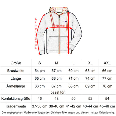 Oberbarnim Schulen Herren/Jungen Doubleface Jacket Größentabelle - City-Kaufhaus Herber GmbH