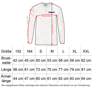 Oberbarnim Schulen Unisex Langarmshirt Größentabelle - City-Kaufhaus Herber GmbH