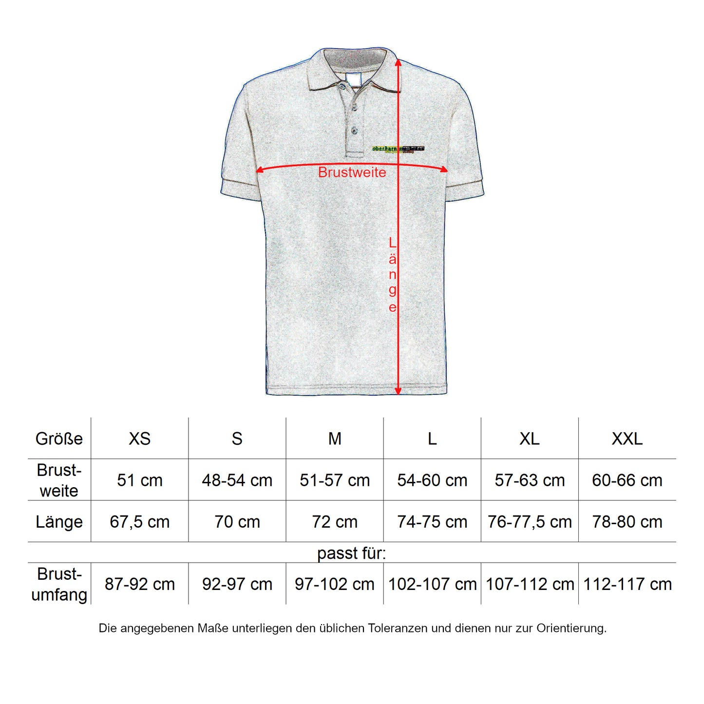 Oberbarnim Schulen Jungen/Herren Poloshirt Größentabelle - City-Kaufhaus Herber GmbH