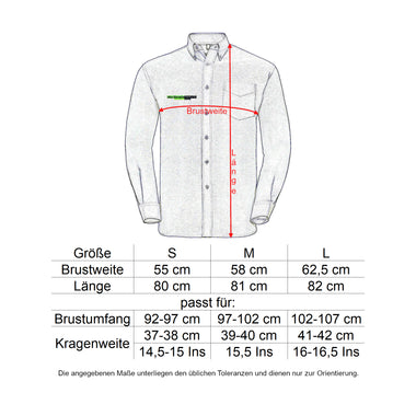 Oberbarnim Schulen Jungen/Herren Hemd langarm Größentabelle - City-Kaufhaus Herber GmbH