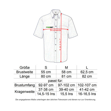 Oberbarnim Schulen Jungen/Herren Hemd kurzarm Größentabelle - City-Kaufhaus Herber GmbH