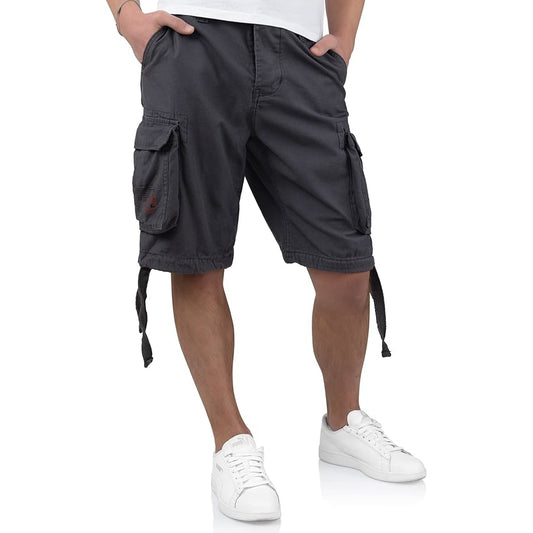 Surplus Airborne Vintage Shorts 17 anthrazit Vorderansicht am Model - City-Kaufhaus Herber GmbH