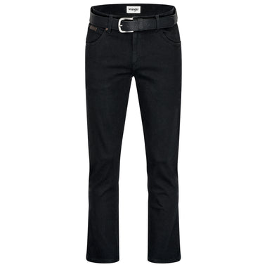 Wrangler Texas Stretchjeans W12109004 Black Overdye mit braunem Gürtel - City-Kaufhaus Herber GmbH