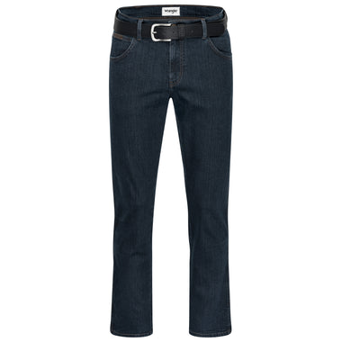 Wrangler Texas Stretchjeans W12175001 Blue Black mit braunem Gürtel - City-Kaufhaus Herber GmbH