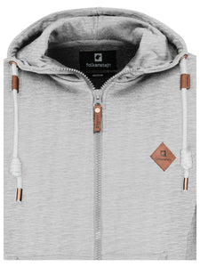 FALKENSTEJN stylischer Kapuzenpullover Sweatshirt mit Logolederpatch Hoodie Pulover mit 2 seitlichen Taschen