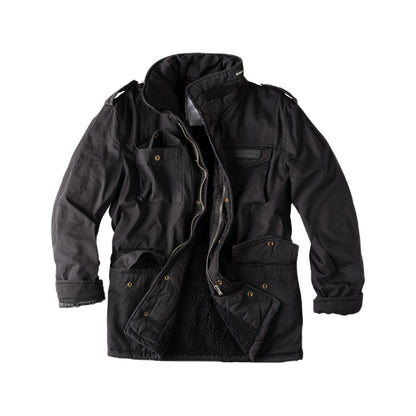 Surplus Raw Vintage Winterjacke Paratrooper schwarz Vorderansicht - City-Kaufhaus Herber GmbH