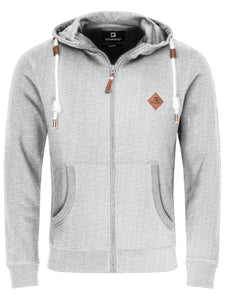 FALKENSTEJN stylischer Kapuzenpullover Sweatshirt mit Logolederpatch Hoodie Pulover mit 2 seitlichen Taschen