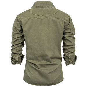 FALKENSTEJN Herrenhemd - Modell Riccaldo - 100% Baumwolle – Vintage Hemd Cargo Langarm-Hemd für Männer