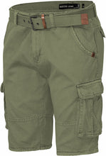 Laden Sie das Bild in den Galerie-Viewer, Indicode Kjeld Herren Cargo Shorts mit 6 Taschen inkl. Stoffgürtel aus 100% Baumwolle
