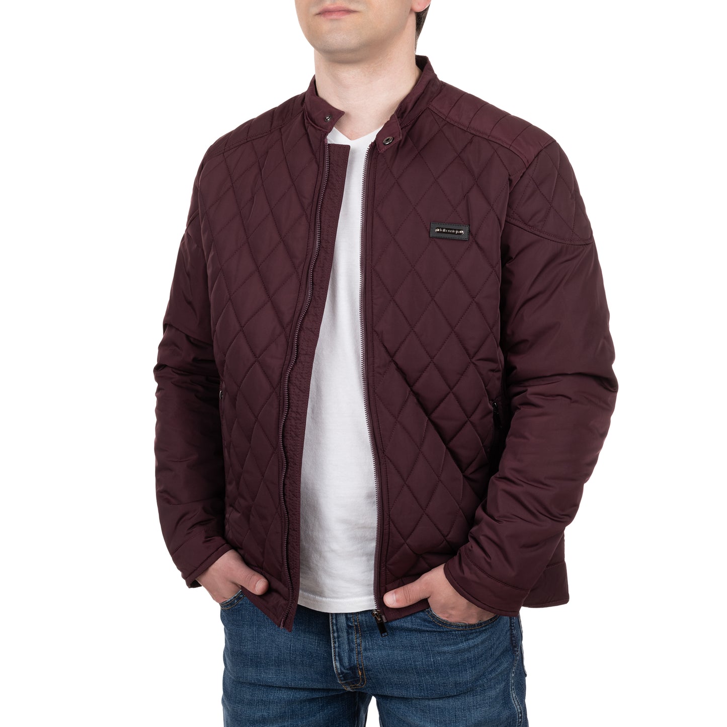 Falkenstejn Steppjacke Ilian dark red Schrägansicht am Model - City-Kaufhaus Herber GmbH