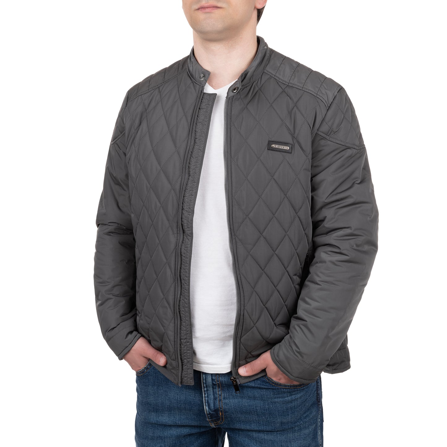 Falkenstejn Steppjacke Ilian grey Schrägansicht am Model - City-Kaufhaus Herber GmbH