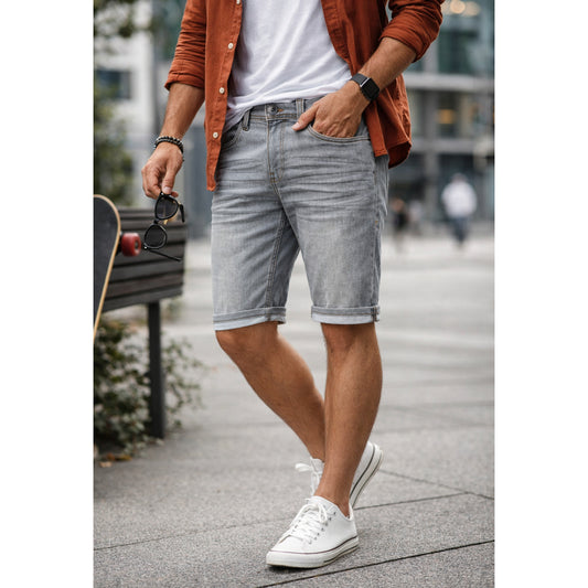 Falkenstejn Mads Jeansshorts light grey Vorderansicht am Model - City-Kaufhaus Herber GmbH