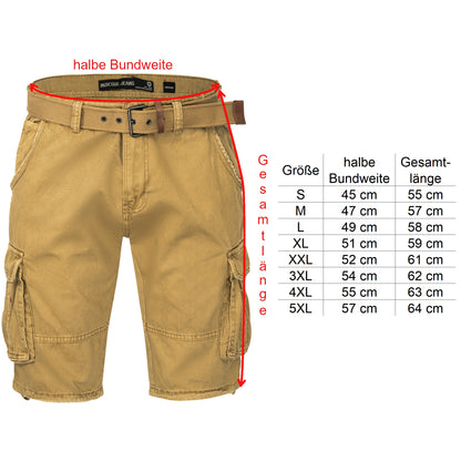 Indicode Cargoshorts Kjeld amber Größentabelle - City-Kaufhaus Herber GmbH