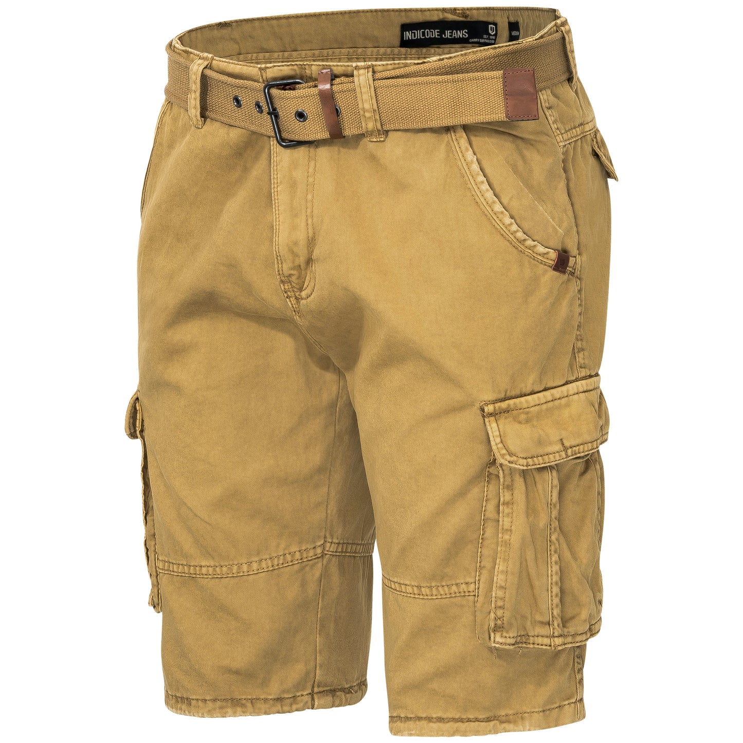 Indicode Cargoshorts Kjeld amber Schrägansicht - City-Kaufhaus Herber GmbH