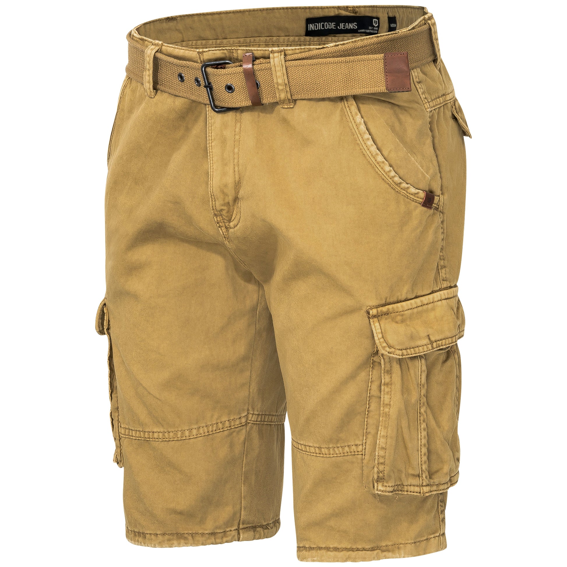 Indicode Cargoshorts Kjeld amber Schrägansicht - City-Kaufhaus Herber GmbH