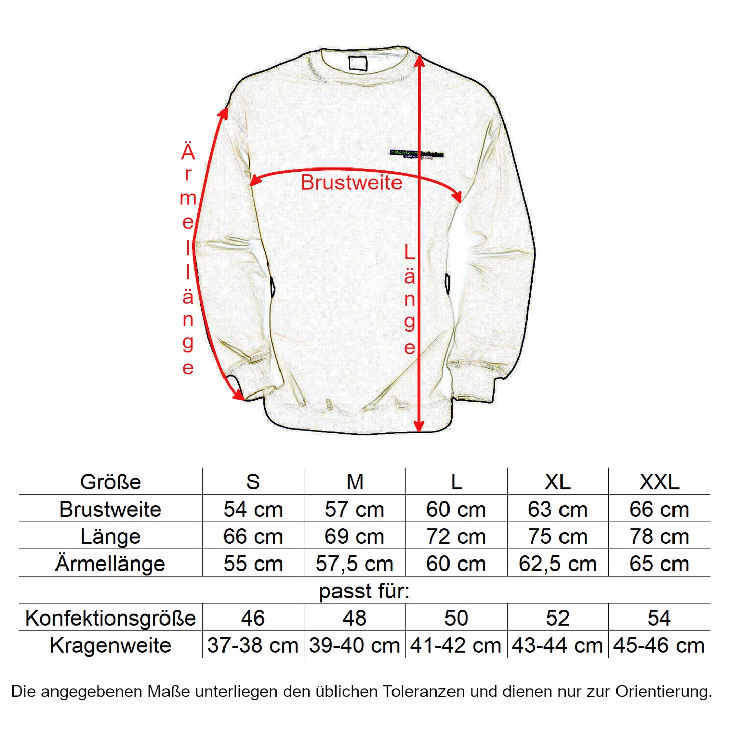 Oberbarnim Schulen Herren/Jungen Sweatshirt Größentabelle - City-Kaufhaus Herber GmbH