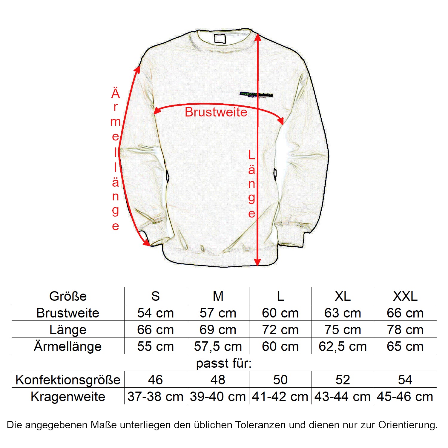 Oberbarnim Schulen Herren/Jungen Sweatshirt Größentabelle - City-Kaufhaus Herber GmbH