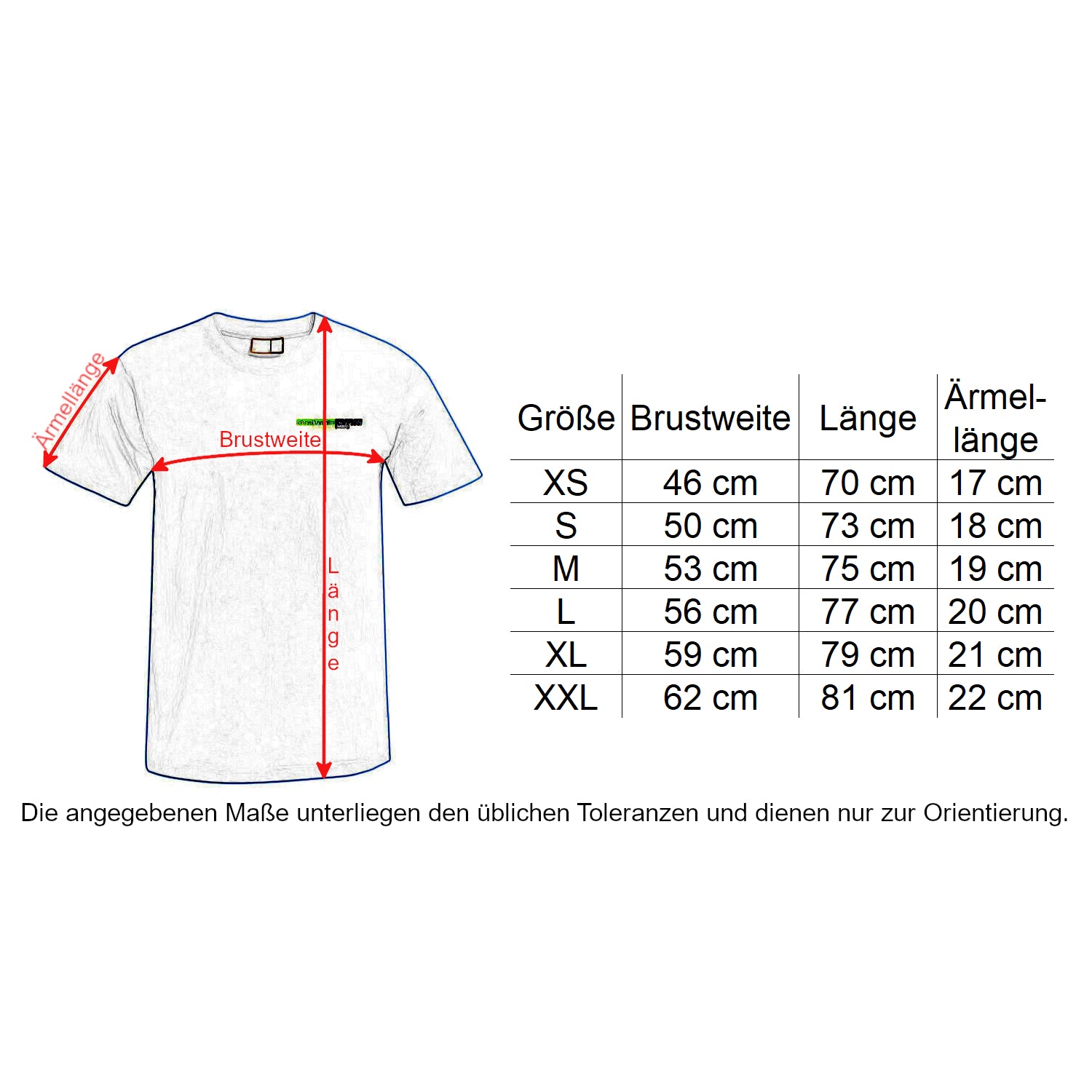 Oberbarnim Schulen Jungen/Herren T-Shirt Größentabelle - City-Kaufhaus Herber GmbH
