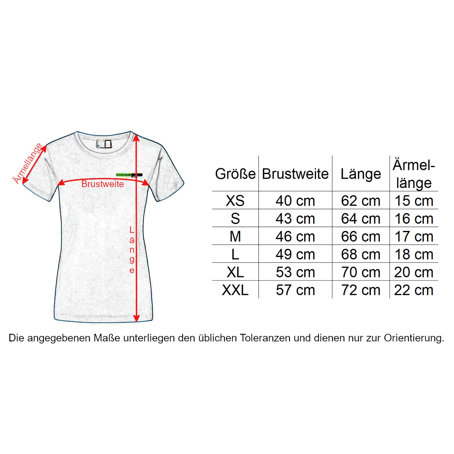 Oberbarnim Schulen Mädchen/Damen T-Shirt Größentabelle - City-Kaufhaus Herber GmbH