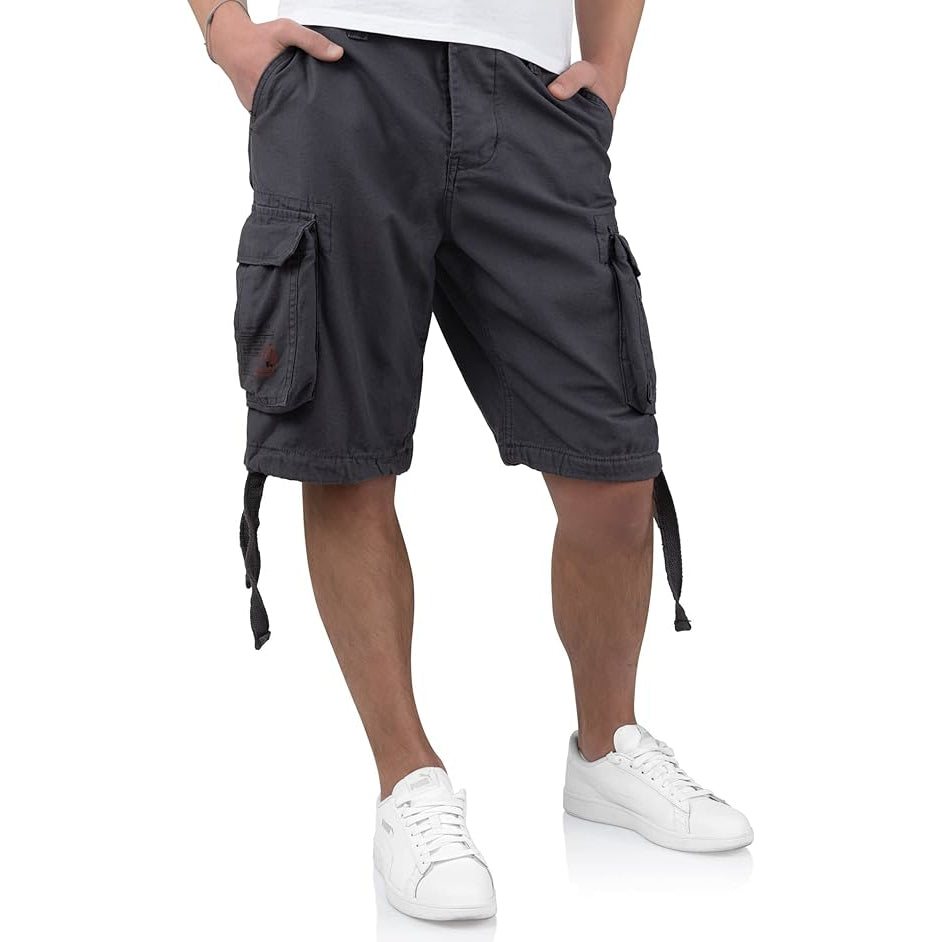 Surplus Airborne Vintage Shorts 17 anthrazit Vorderansicht am Model - City-Kaufhaus Herber GmbH