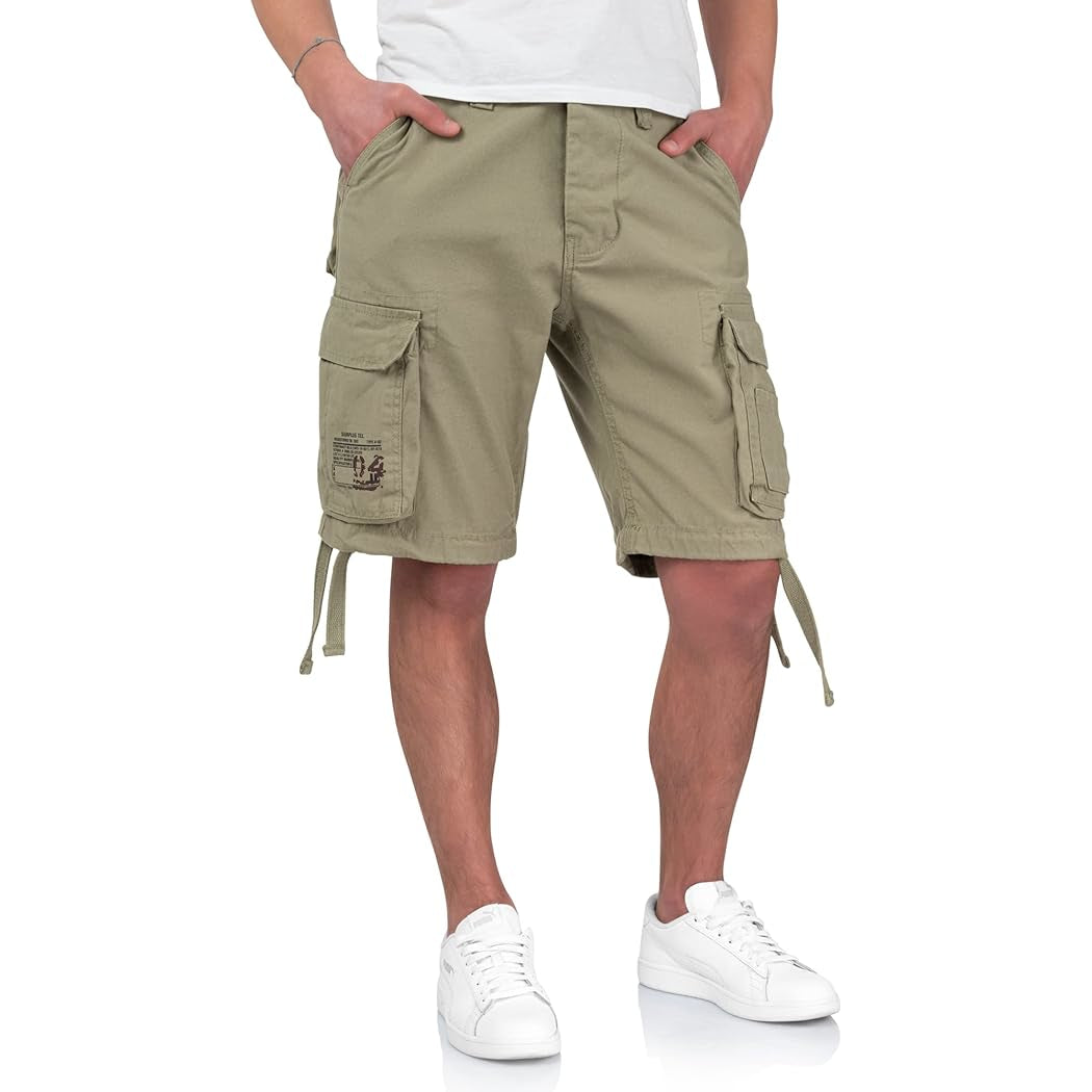 Surplus Airborne Vintage Shorts 21 oliv light Vorderansicht am Model - City-Kaufhaus Herber GmbH