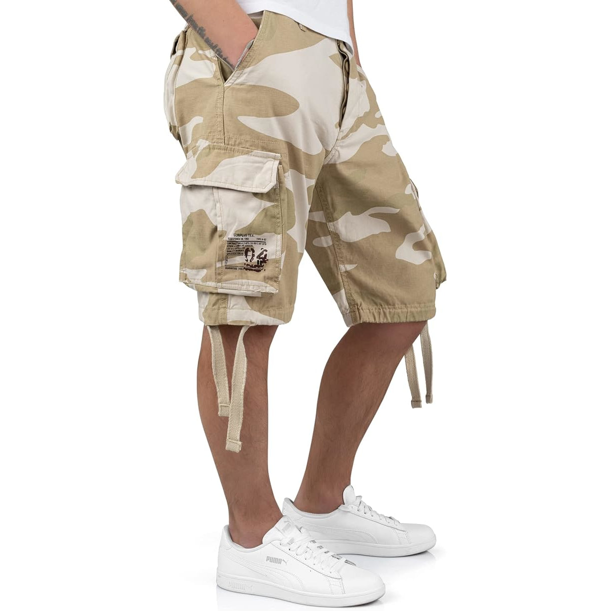 Surplus Airborne Vintage Shorts 55 desertstorm Seitenansicht am Model - City-Kaufhaus Herber GmbH