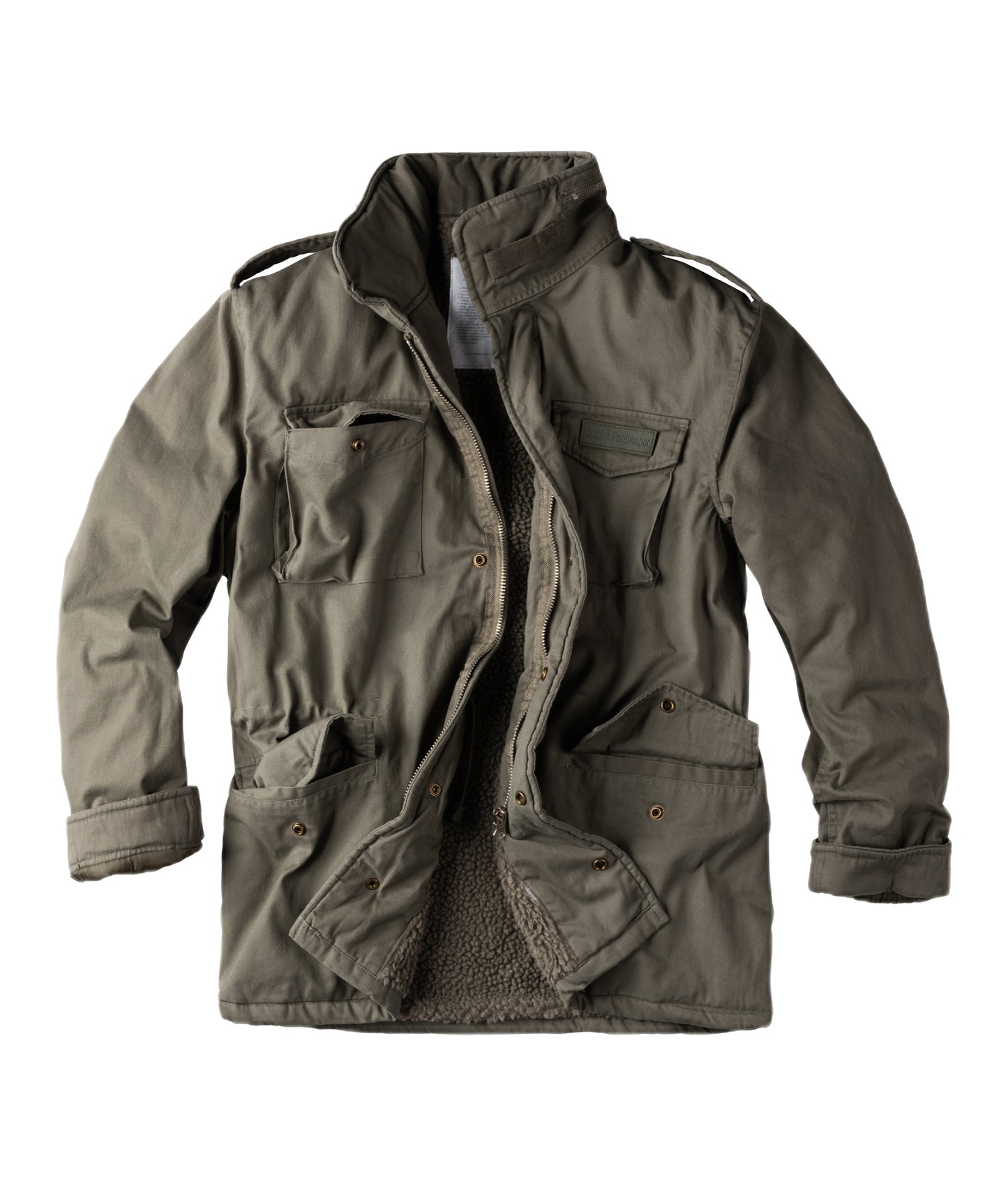 Surplus Raw Vintage Winterjacke Paratrooper Oliv Vorderansicht - City-Kaufhaus Herber GmbH