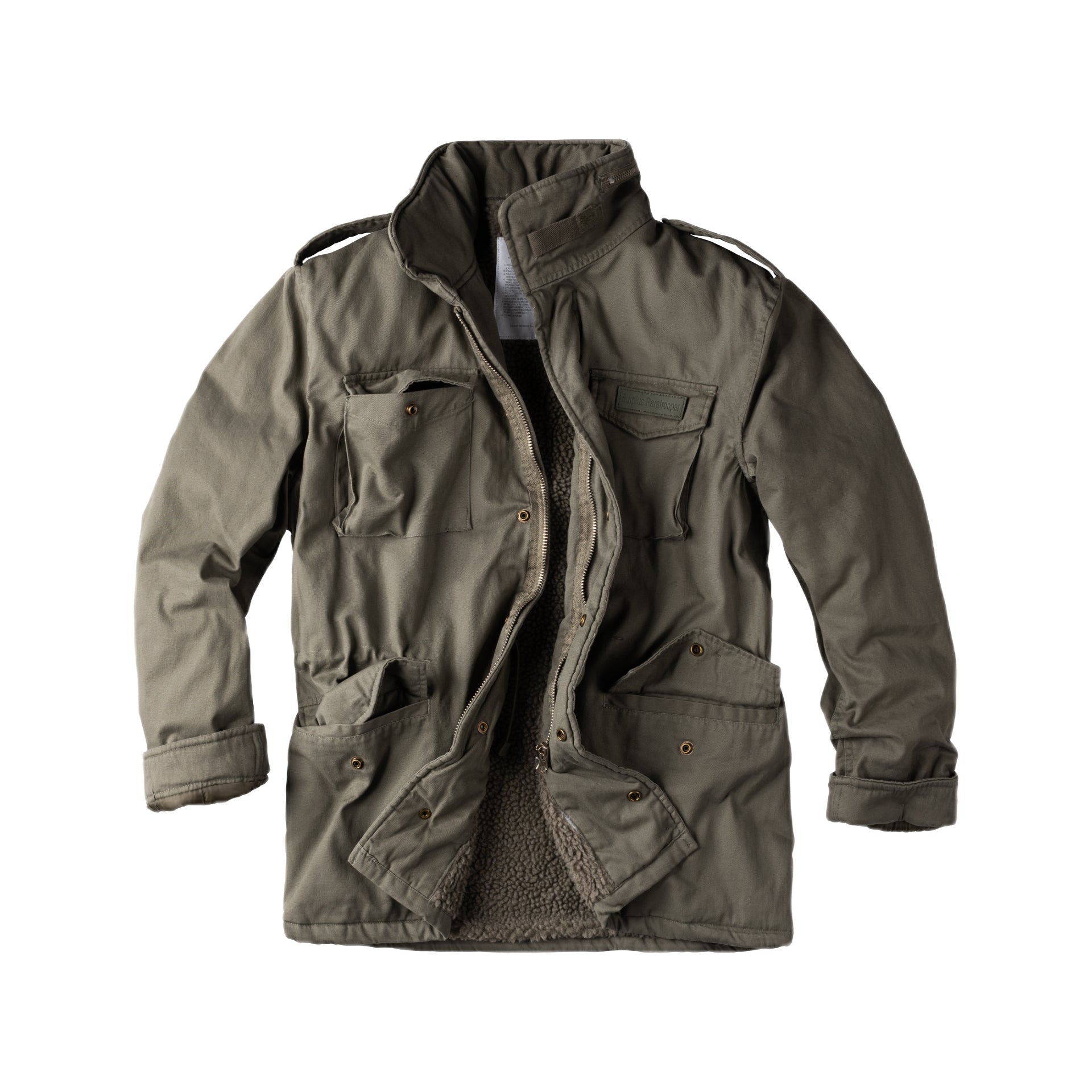 Surplus Raw Vintage Winterjacke Paratrooper oliv Vorderansicht - City-Kaufhaus Herber GmbH
