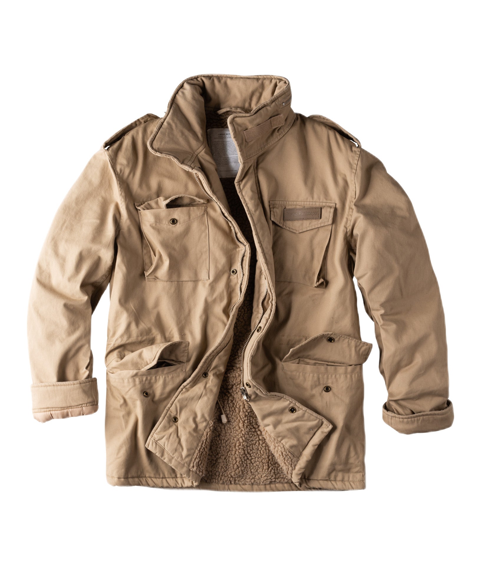 Surplus Raw Vintage Winterjacke Paratrooper Beige Vorderansicht - City-Kaufhaus Herber GmbH