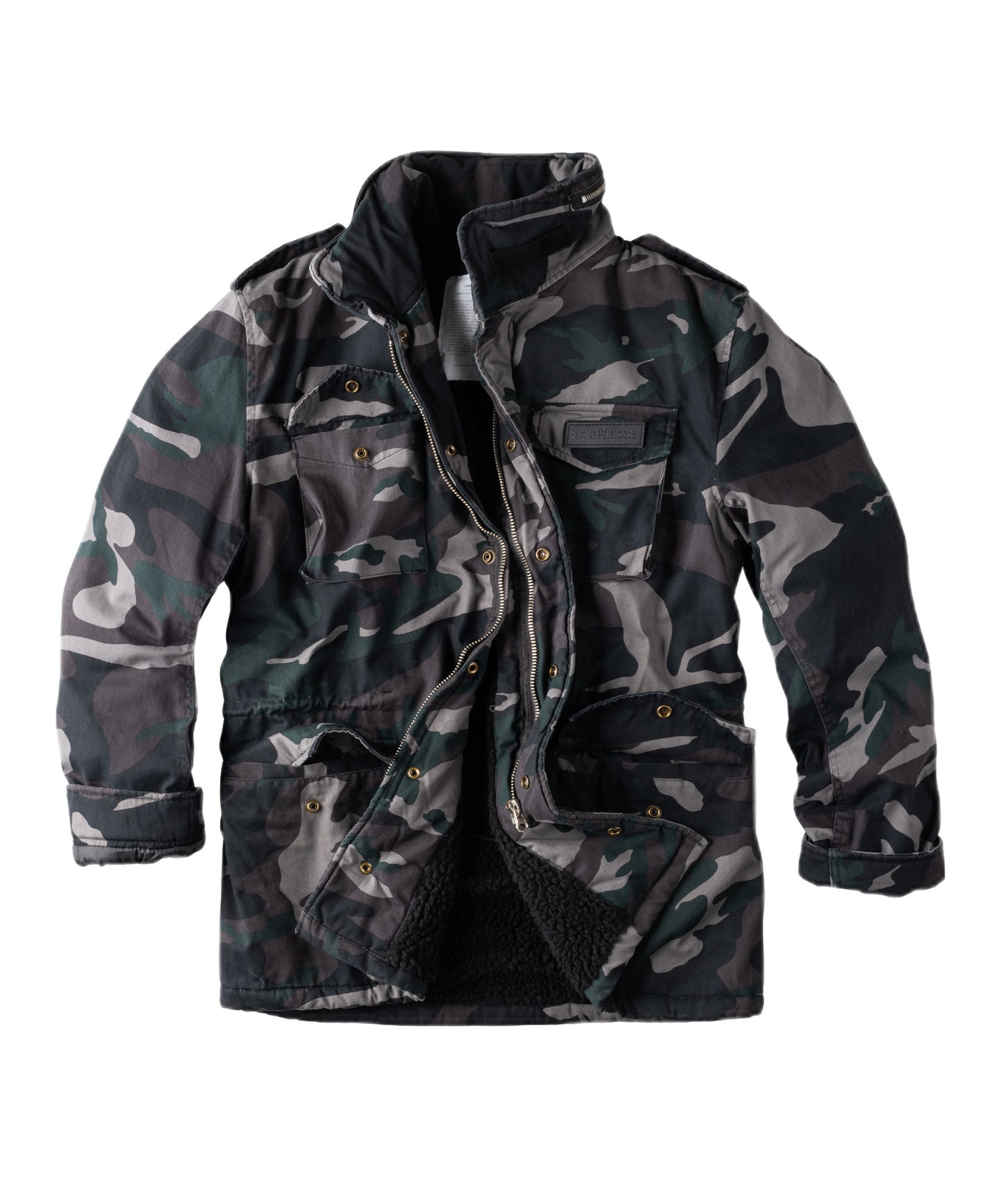 Surplus Raw Vintage Winterjacke Paratrooper Blackcamo Vorderansicht - City-Kaufhaus Herber GmbH
