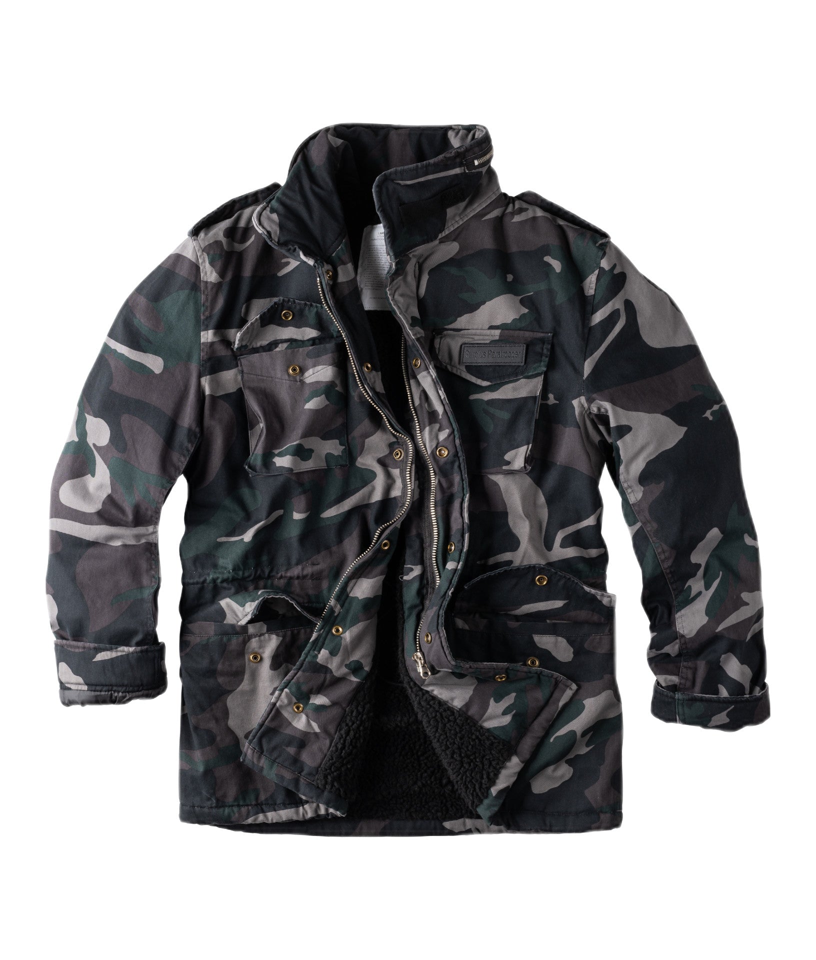 Surplus Raw Vintage Winterjacke Paratrooper Blackcamo Vorderansicht - City-Kaufhaus Herber GmbH
