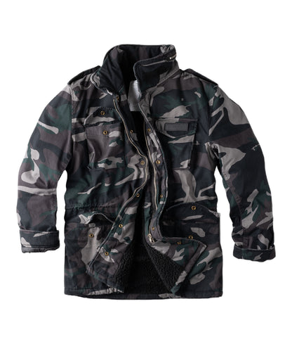 Surplus Raw Vintage Winterjacke Paratrooper Blackcamo Vorderansicht - City-Kaufhaus Herber GmbH