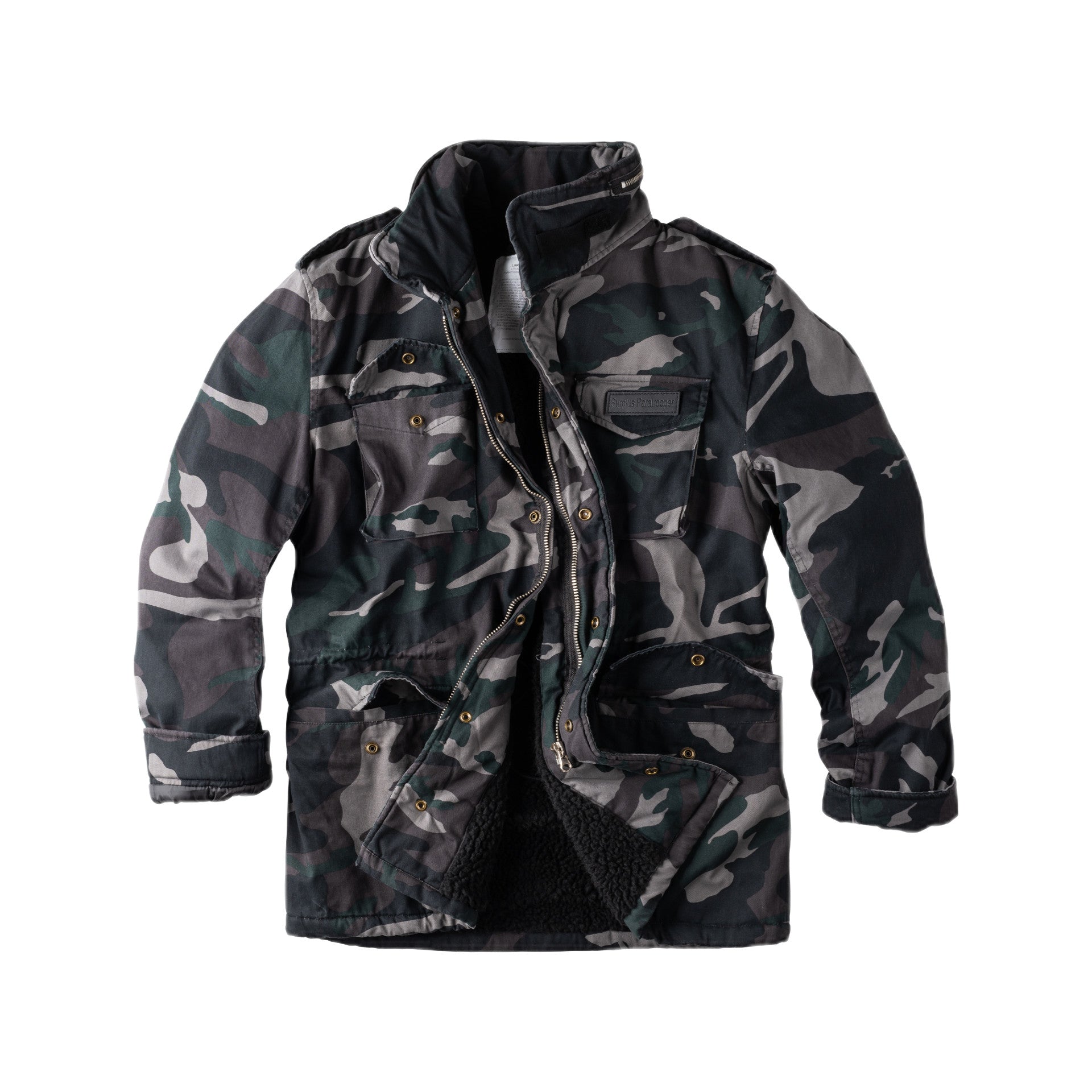 Surplus Raw Vintage Winterjacke Paratrooper blackcamo Vorderansicht - City-Kaufhaus Herber GmbH