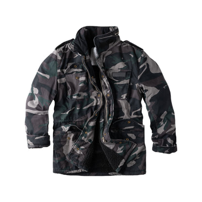 Surplus Raw Vintage Winterjacke Paratrooper blackcamo Vorderansicht - City-Kaufhaus Herber GmbH