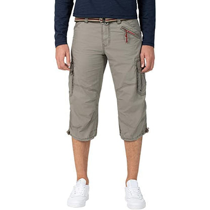 TIMEZONE 3/4-Herren-Cargoshorts 6168 Military Grey Vorderansicht am Model - City-Kaufhaus Herber GmbH