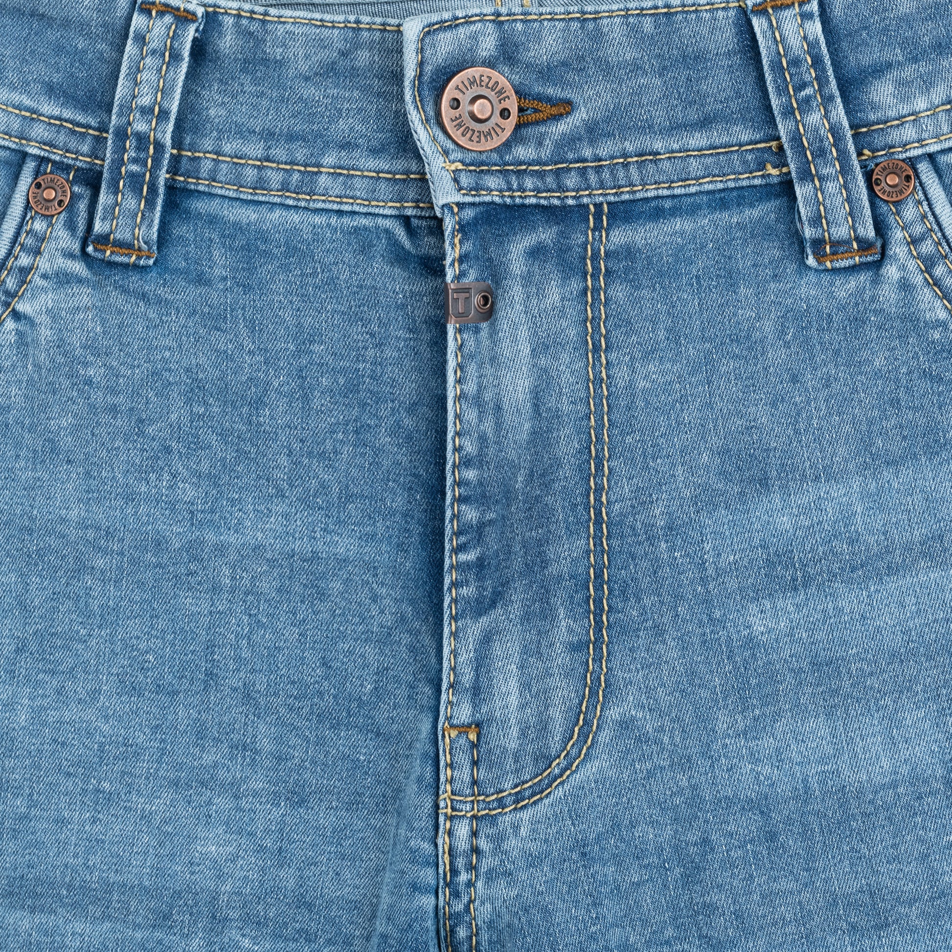 Timezone Stretchjeans Slim EduardoTZ 3041 blue denim wash Deatilansicht Vorderseite - City-Kaufhaus Herber GmbH