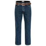 Wrangler Texas Baumwolljeans W12104001 Blue Black mit braunem Gürtel - City-Kaufhaus Herber GmbH