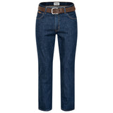 Wrangler Texas Baumwolljeans W12105009 Darkstone mit braunem Gürtel - City-Kaufhaus Herber GmbH