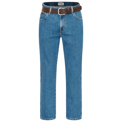 Wrangler Texas Baumwolljeans W12105096 Stonewash mit braunem Gürtel - City-Kaufhaus Herber GmbH