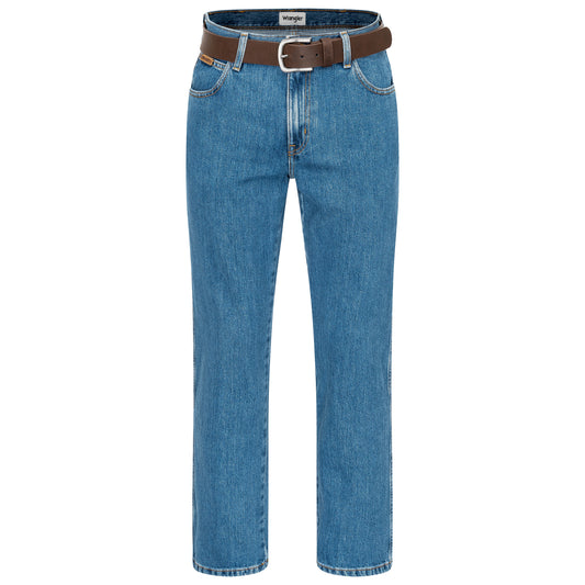 Wrangler Texas Baumwolljeans W12105096 Stonewash mit braunem Gürtel - City-Kaufhaus Herber GmbH