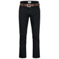 Wrangler Texas Stretchjeans W12109004 Black Overdye mit braunem Gürtel - City-Kaufhaus Herber GmbH