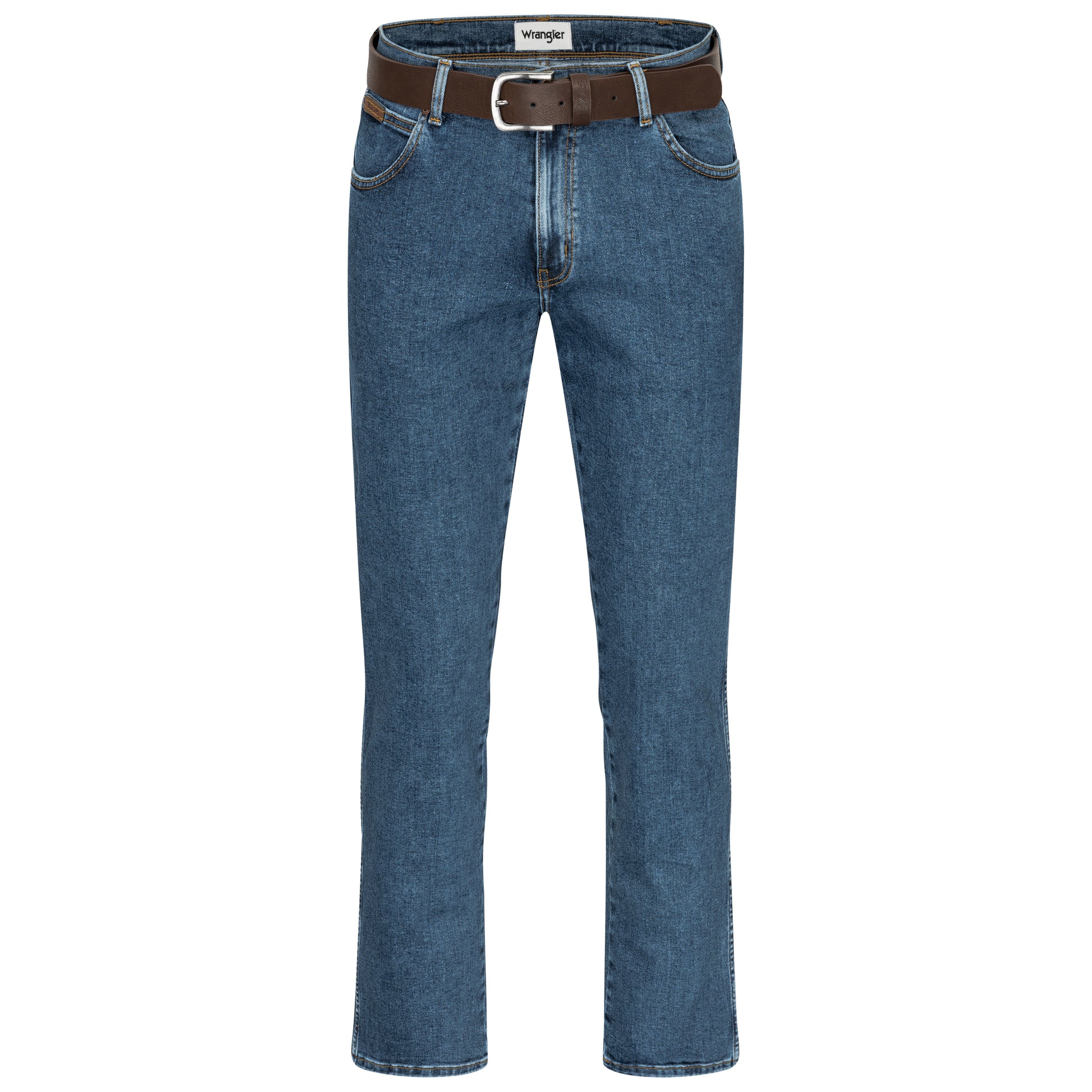 Wrangler Texas Stretchjeans W12133010 Stonewash mit braunem Gürtel - City-Kaufhaus Herber GmbH