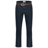 Wrangler Texas Stretchjeans W12175001 Blue Black mit braunem Gürtel - City-Kaufhaus Herber GmbH