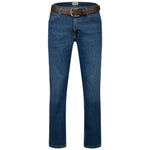 Wrangler Texas Stretchjeans W121KG163 Blue Nights mit braunem Gürtel - City-Kaufhaus Herber GmbH