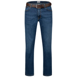 Wrangler Texas Stretchjeans W121KG163 Blue Nights mit braunem Gürtel - City-Kaufhaus Herber GmbH