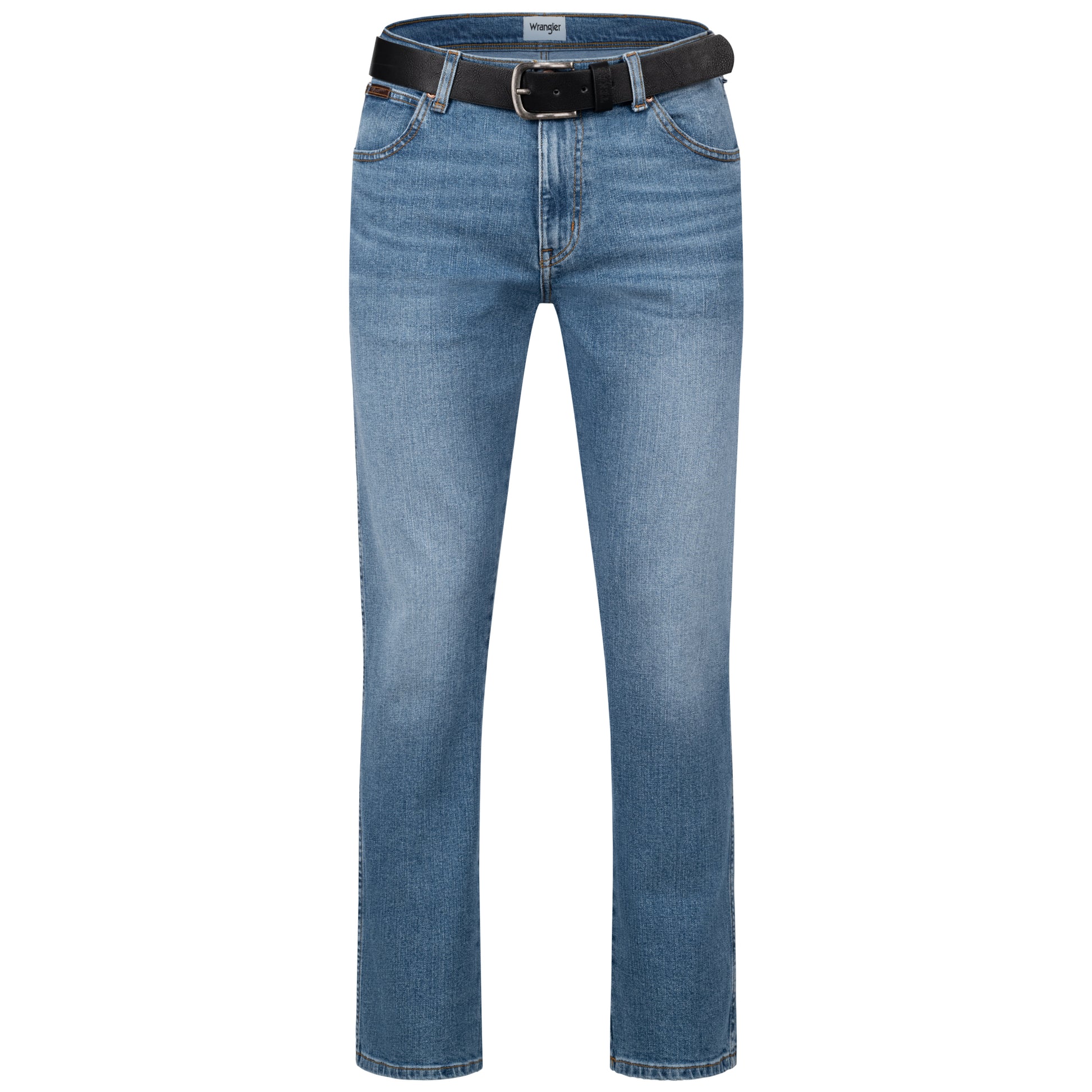 Wrangler Texas Stretchjeans W121HN13S Glaston Blue mit schwarzem Gürtel - City-Kaufhaus Herber GmbH