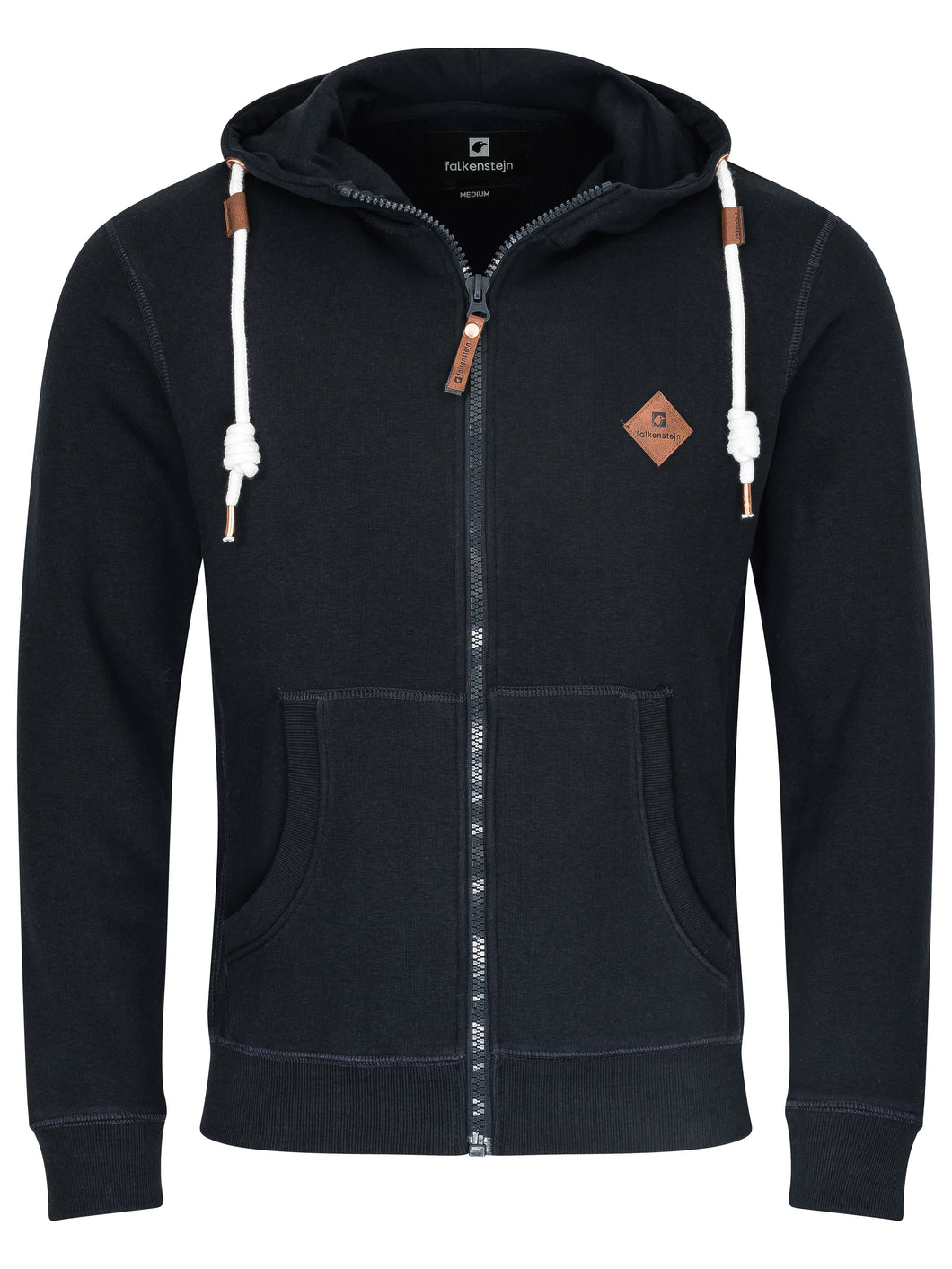 FALKENSTEJN stylischer Kapuzenpullover Sweatshirt mit Logolederpatch Hoodie Pulover mit 2 seitlichen TaschenSweatjacke -  City-Kaufhaus Herber GmbH